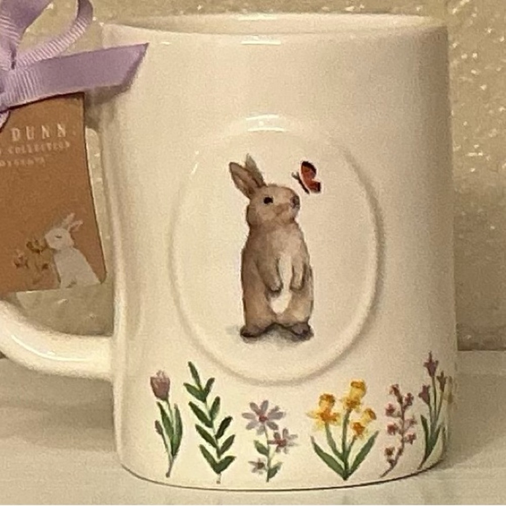 Rae Dunn Spring Has Sprung Floral Ceramic Mug with Bunny - Picture 4 of 4